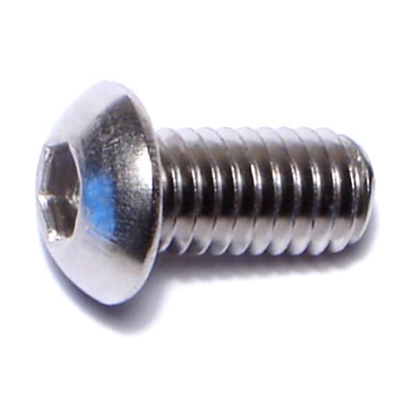 Midwest Fastener M6-1.00 Socket Head Cap Screw, Button, Plain Stainless Steel, 12 mm Length, 10 PK 75571 - main